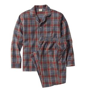L.L.Bean Men's XXL Scotch Plaid Flannel 2 PC Pajama Set Gray Stewart Preppy $89